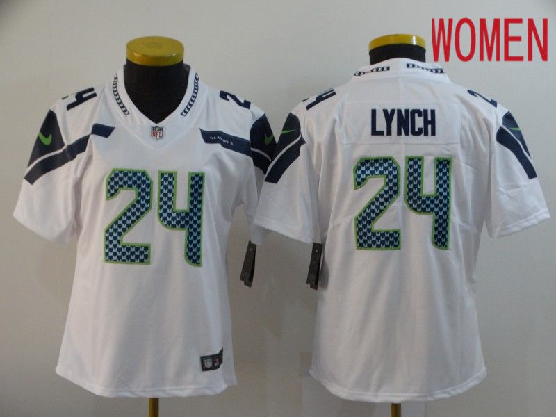 Women Seattle Seahawks #24 Lynch White Nike Vapor Untouchable Limited NFL Jersey->women nfl jersey->Women Jersey